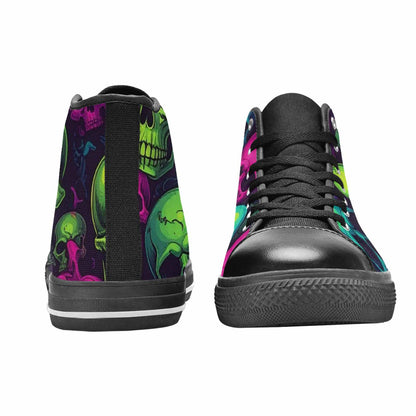WOMEN'S Skulls - Neon High Top Canvas Dark Academia Sneakers
