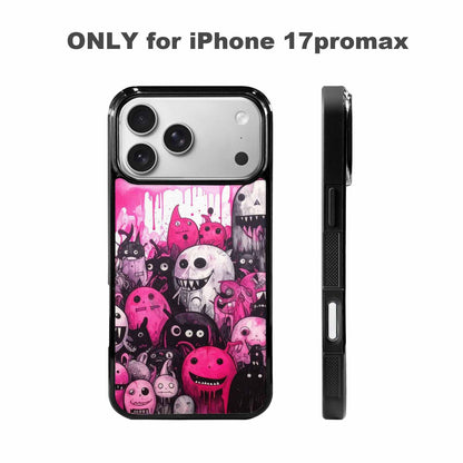 iPhone 17 Pro Max Case — Black &amp; Pink Ink Cartoon Cute, Customized Protective Case