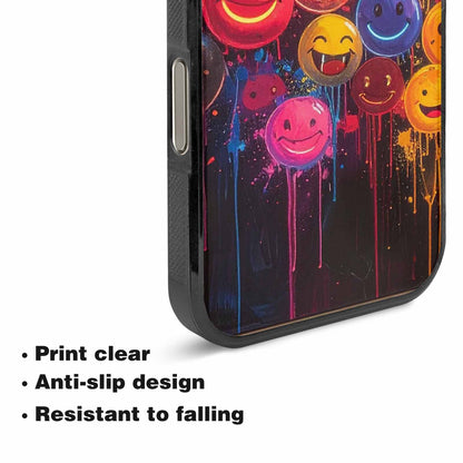 iPhone 16 Pro Max Case — Smiley Faces Glow Smiley Faces Pattern, Customized Protective Case