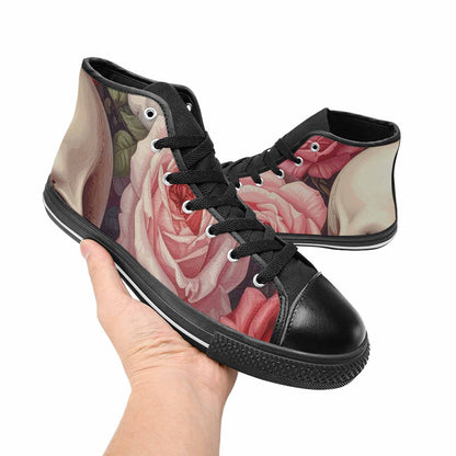 WOMEN'S Skulls Roses Soft Airbrush High Top Canvas Vibrant Chaos Custom Shoes