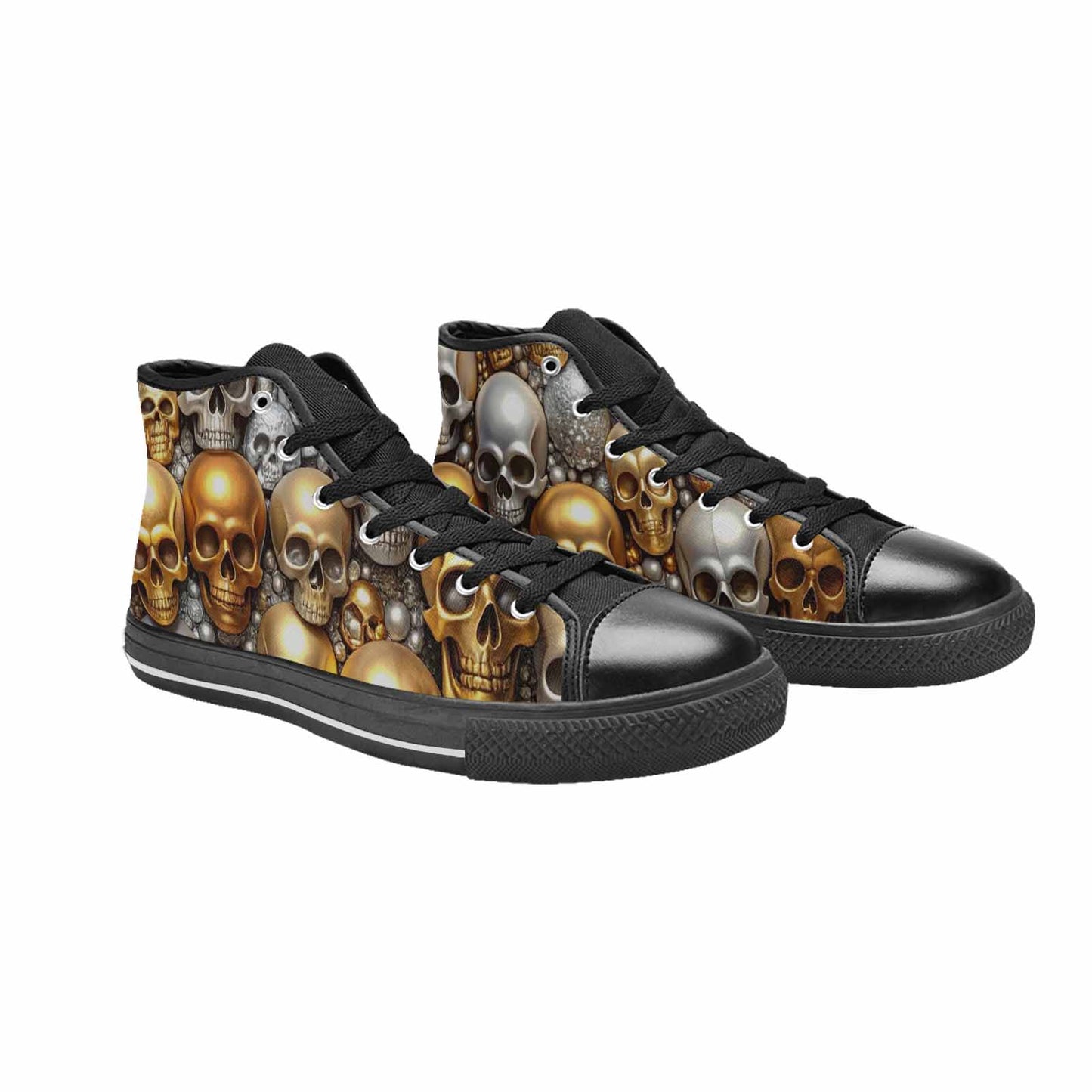 WOMEN'S Skulls - Metallic-Chrome- High Top Canvas Dreamcore Sneakers