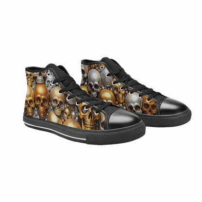 WOMEN'S Skulls - Metallic-Chrome- High Top Canvas Dreamcore Sneakers