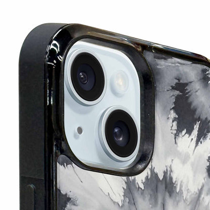 iPhone 15 Plus Case — Tie Dye Black And Gray Blended, Custom Art Phone Cover