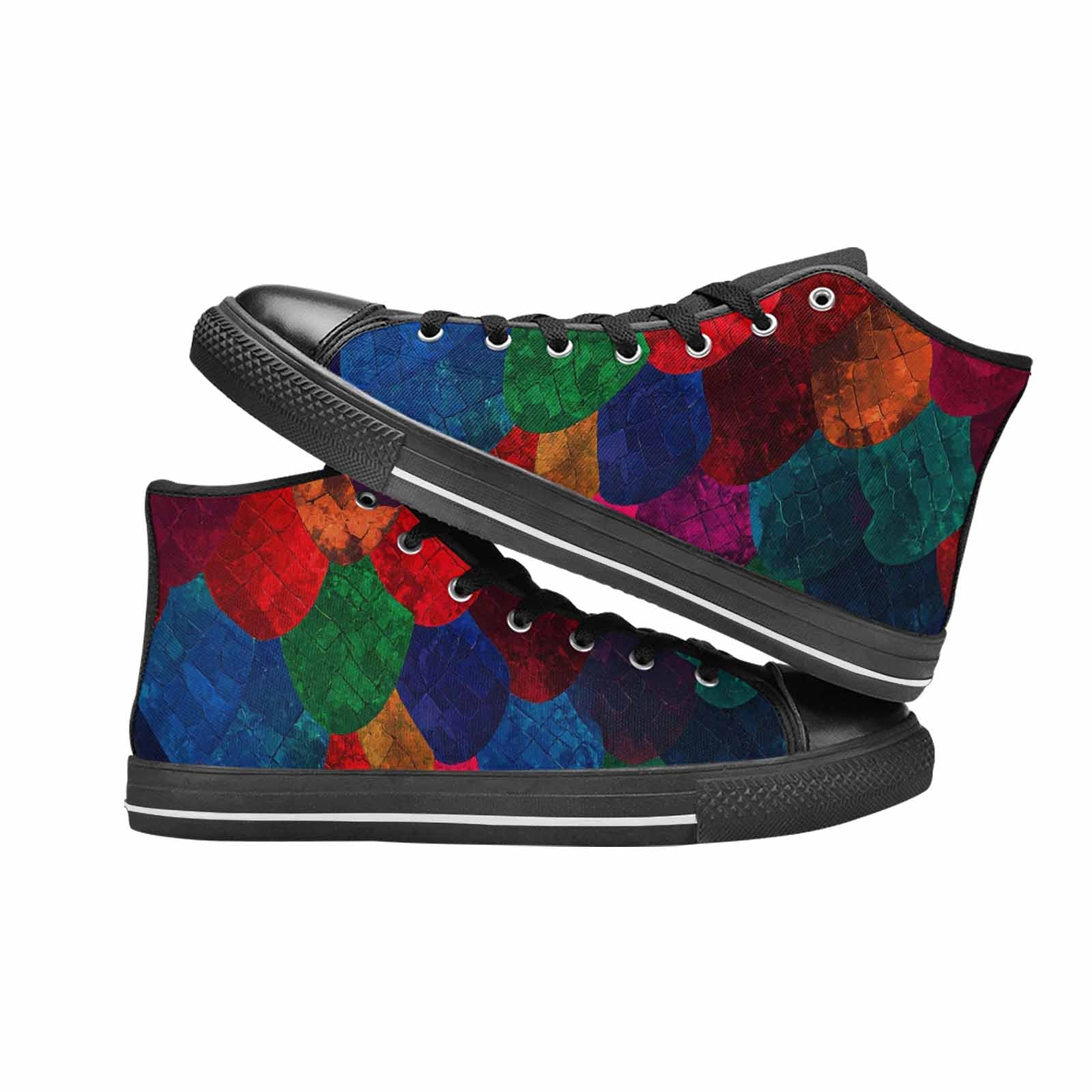 MEN'S Dark Snake Print High Top Canvas Wallpaper Art Custom Shoes