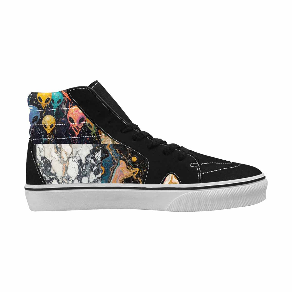 MEN'S Aliens  Marble Aliens High Top Canvas Dark Academia Custom Sneakers