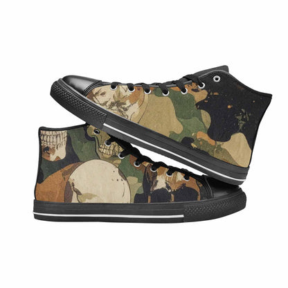 WOMEN'S Military Camo Skull High Top Canvas Y2K Custom Shoes