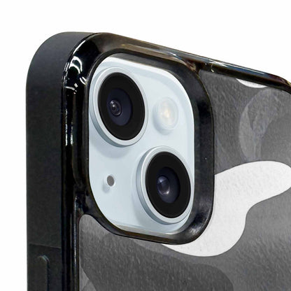 iPhone 15 Plus Case — Grey Camo Print, Custom Art Phone Cover