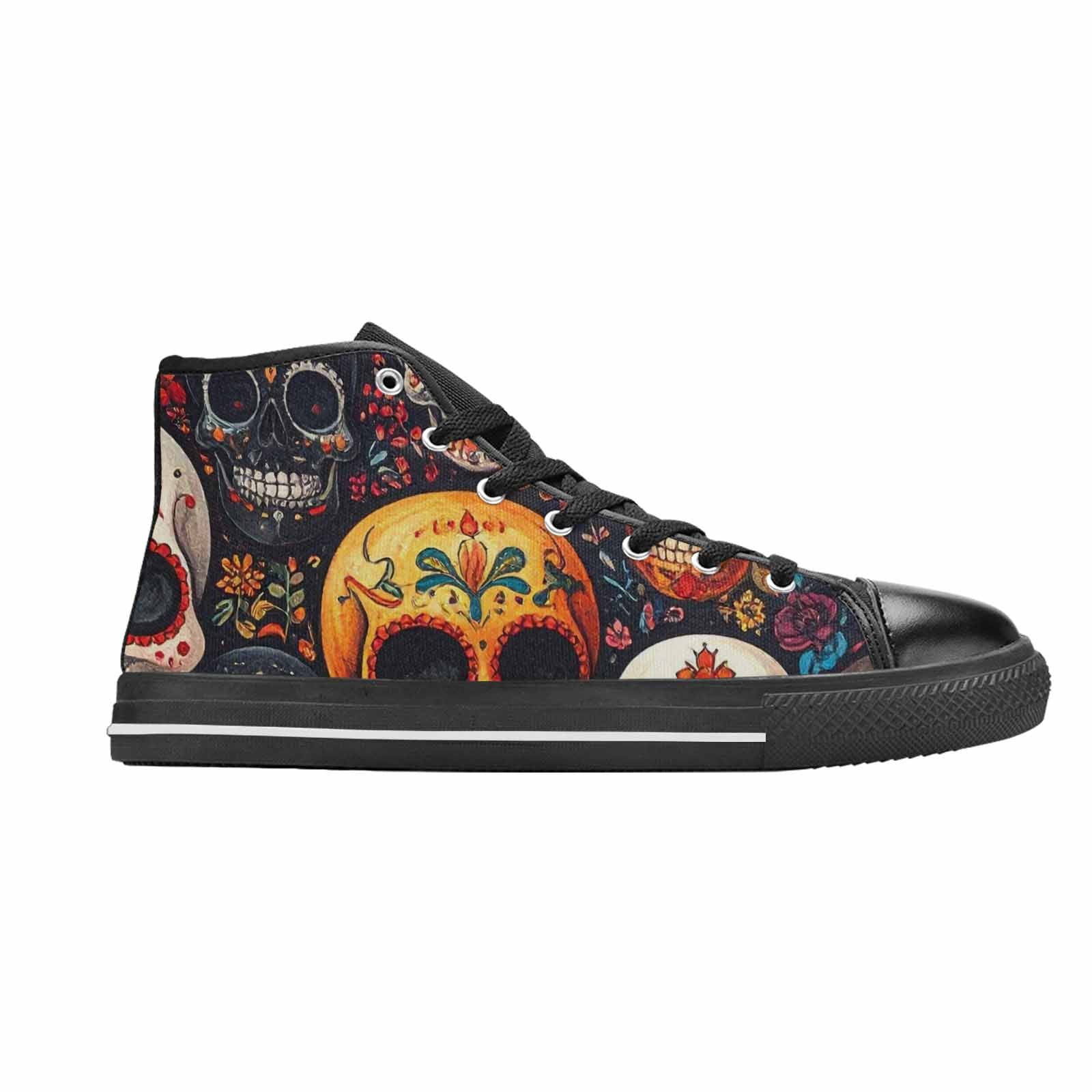WOMEN'S Skull High Top Canvas Grunge Custom Sneakers