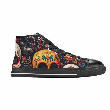 WOMEN'S Skull High Top Canvas Grunge Custom Sneakers
