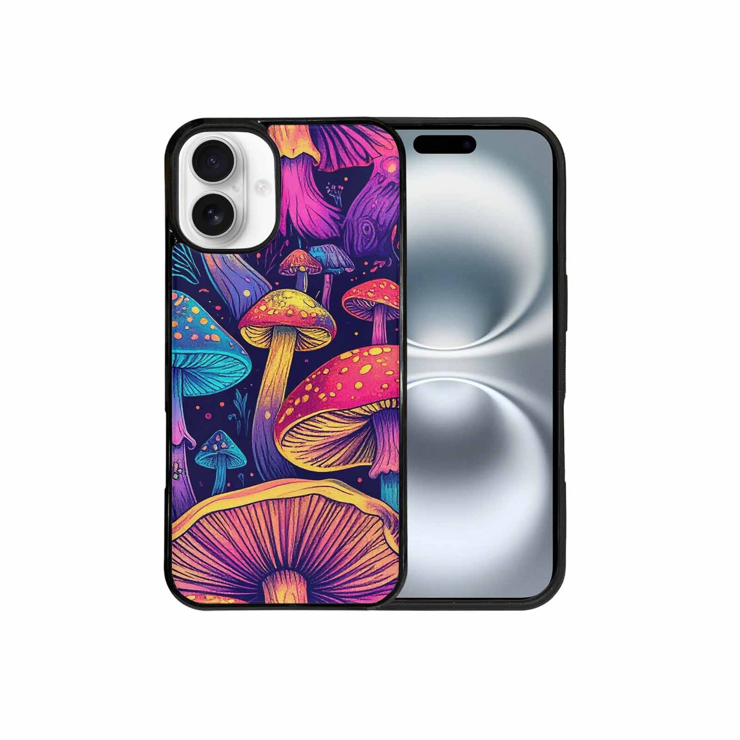 iPhone 16 Plus Case — Mushroom Psychedelic Art Seamless Pattern Vibrant, Custom Made Phone Cover