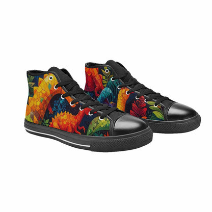 MEN'S Dinosaur Silhouette High Top Canvas Vibrant Chaos Shoes