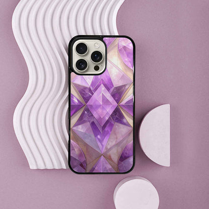 iPhone 16 Pro Max Case — Amethyst Crystal Art Pattern, Custom Phone Case