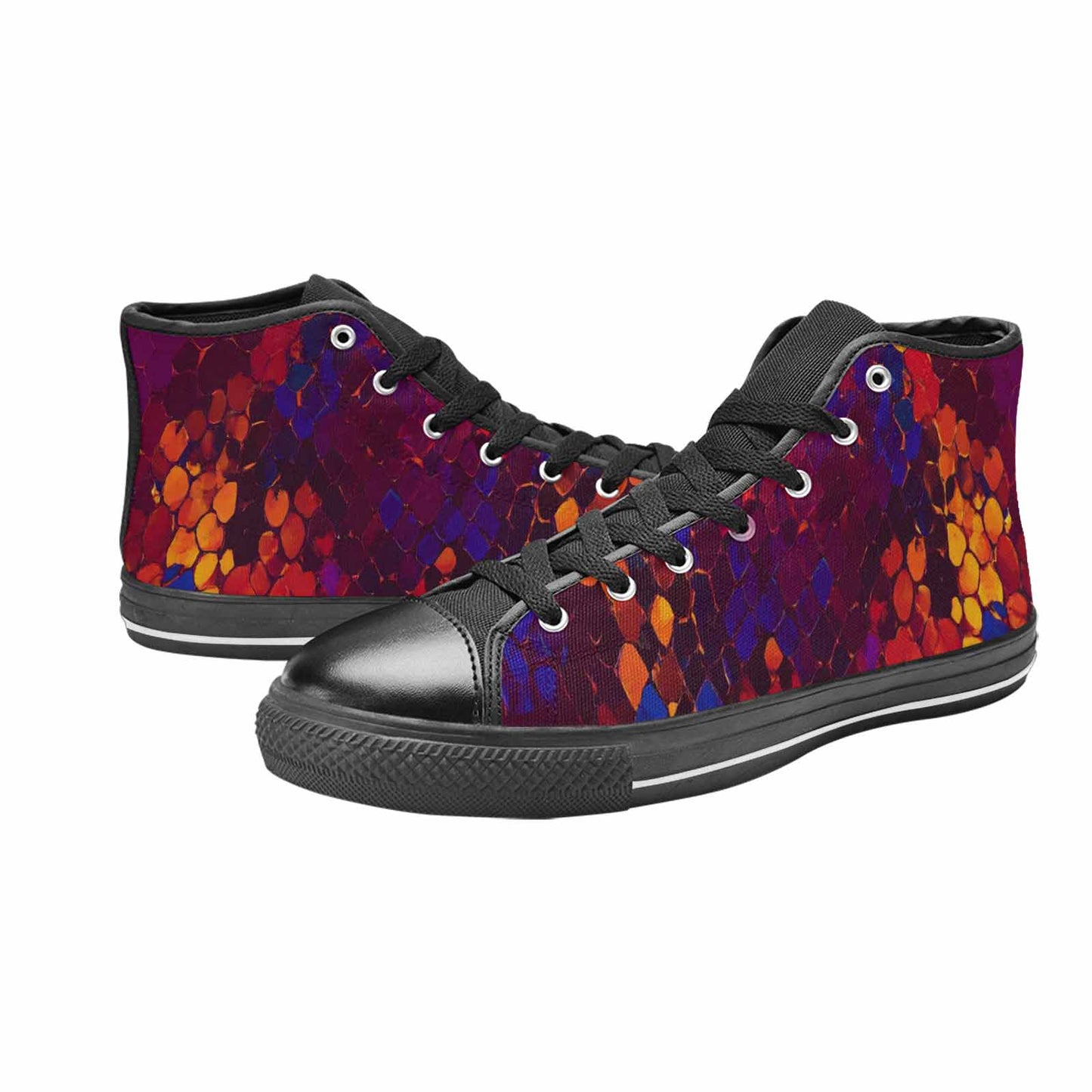 WOMEN'S Dark Snake Print High Top Canvas Y2K Custom Sneakers