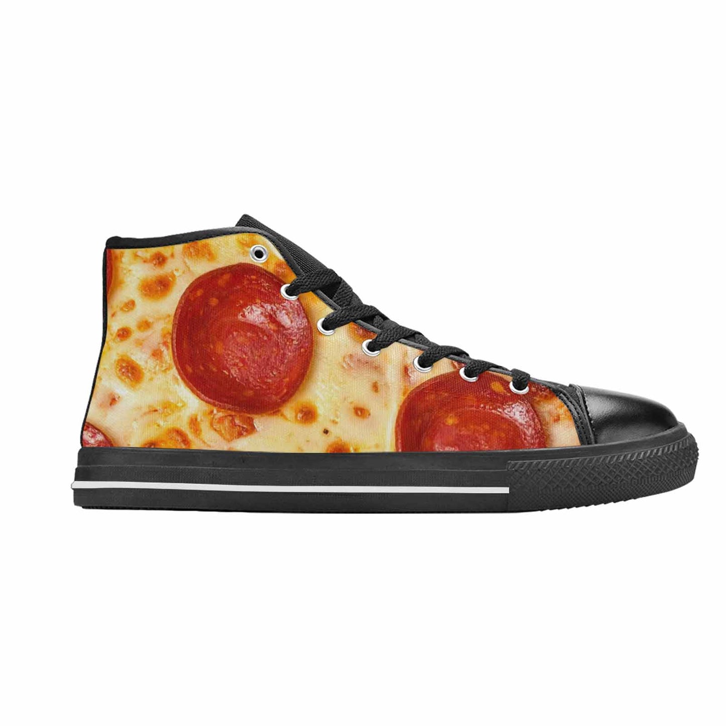 MEN'S Pepperoni Pizza Print High Top Canvas Grunge Sneakers