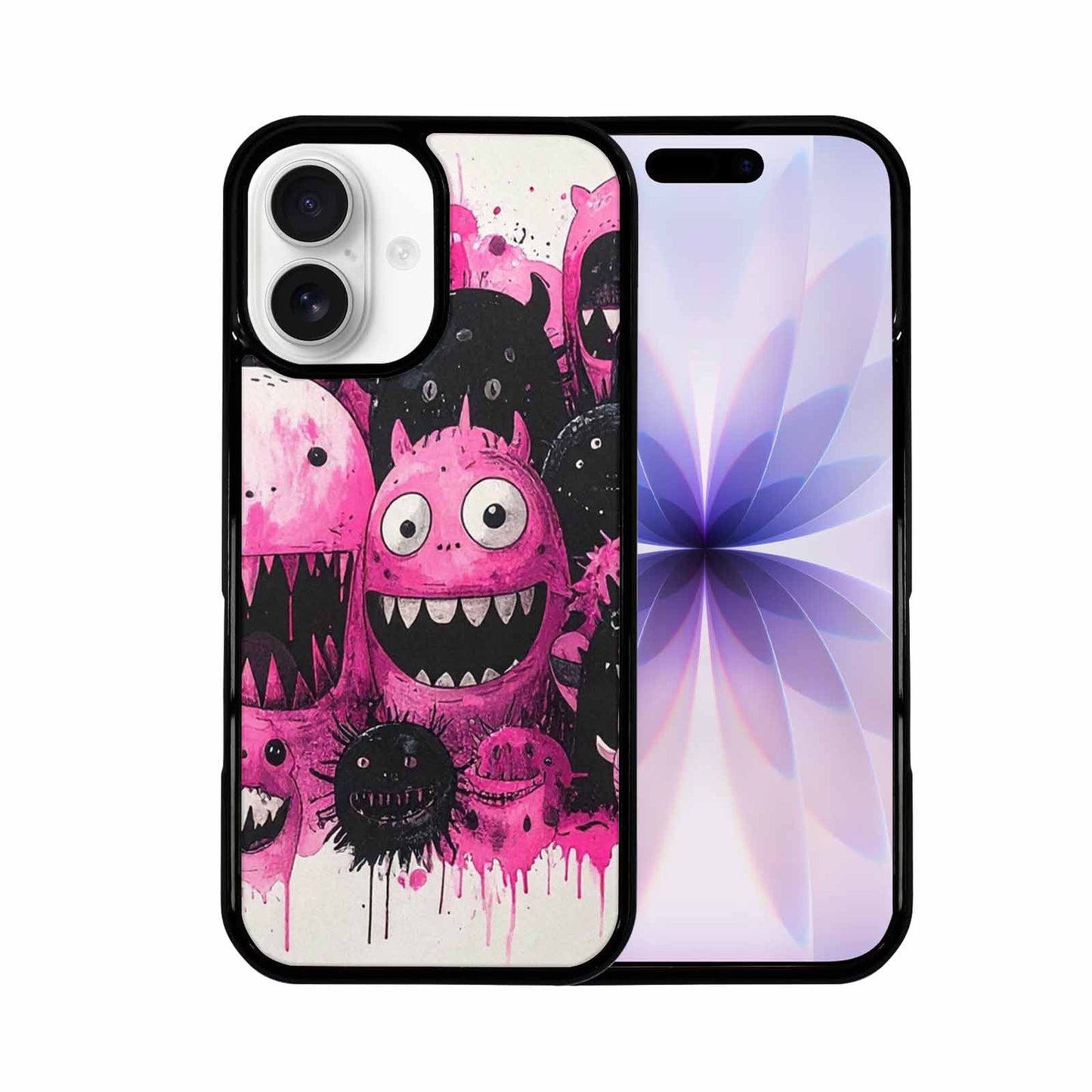 iPhone 17 Case — Black &amp; Pink Ink Cartoon Cute, Custom Printed Phone Case
