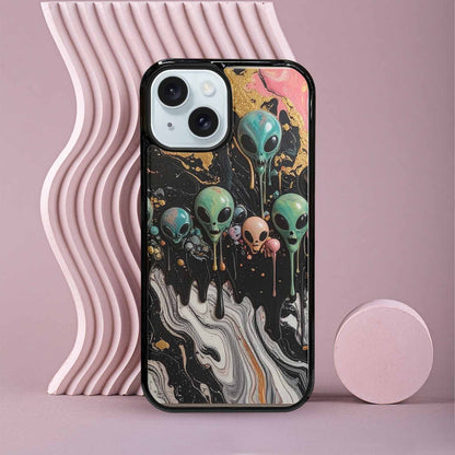 iPhone 15 Case — Aliens Marblemelting Aliens Pa Ciq, Unique Phone Case Design