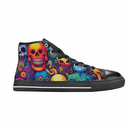 WOMEN'S Skeleton People Face High Top Canvas Y2K Custom Sneakers
