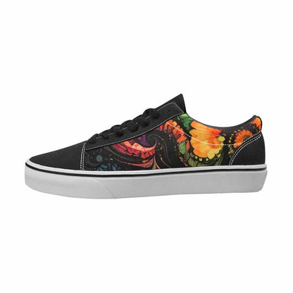 WOMEN'S Tie Dye Black & Green Ink Canvas Statement Vibrant Chaos All Over Print Shoes