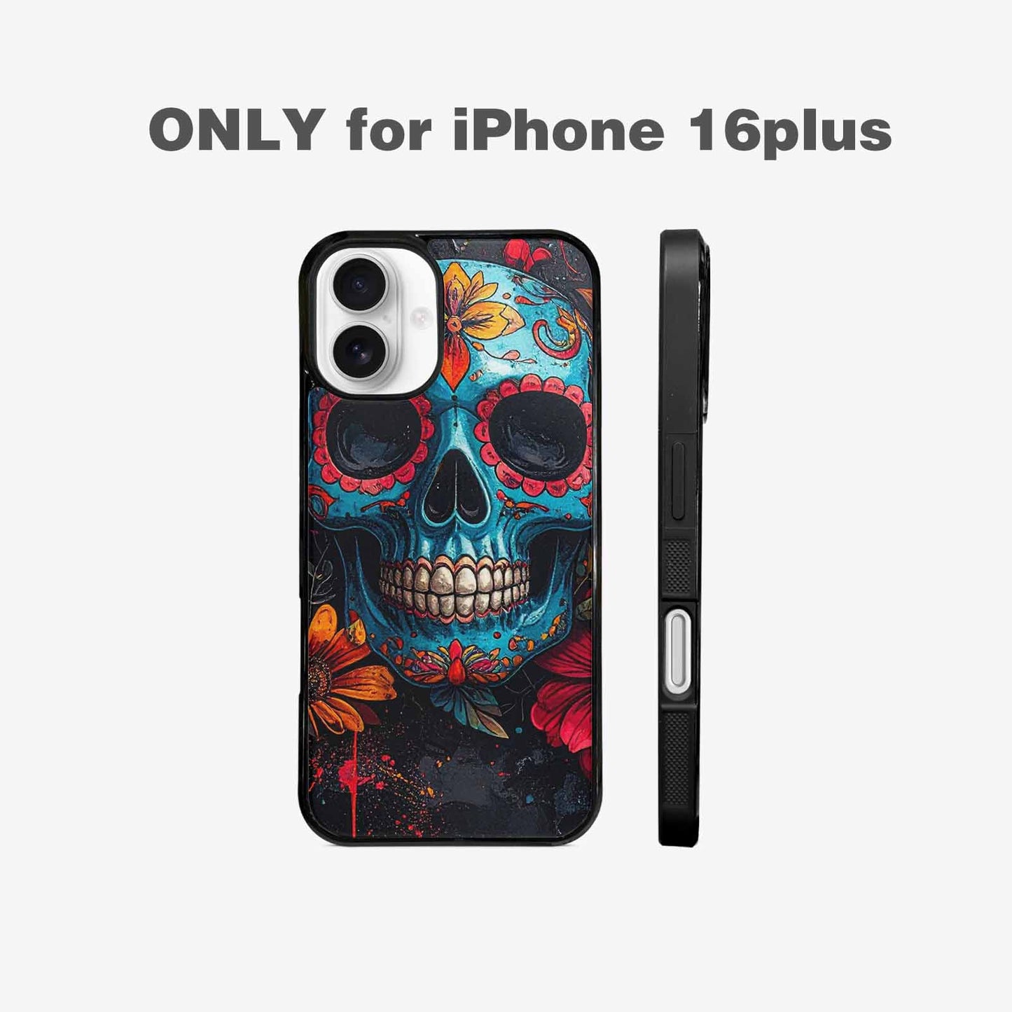 iPhone 16 Plus Case — Graffiti Skull Art Seamless Pattern Vibrant, Customized Protective Case
