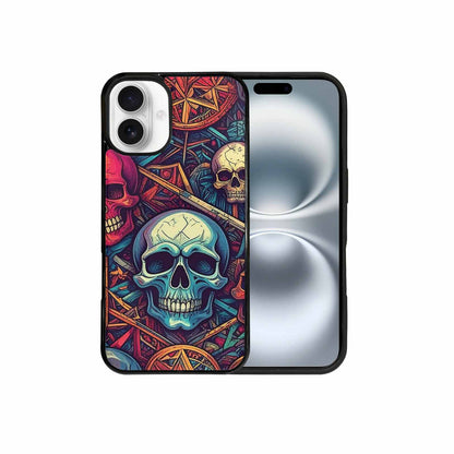 iPhone 16 Plus Case — Sacred Geometry Lots Of Skulls Seamless, Custom Phone Case