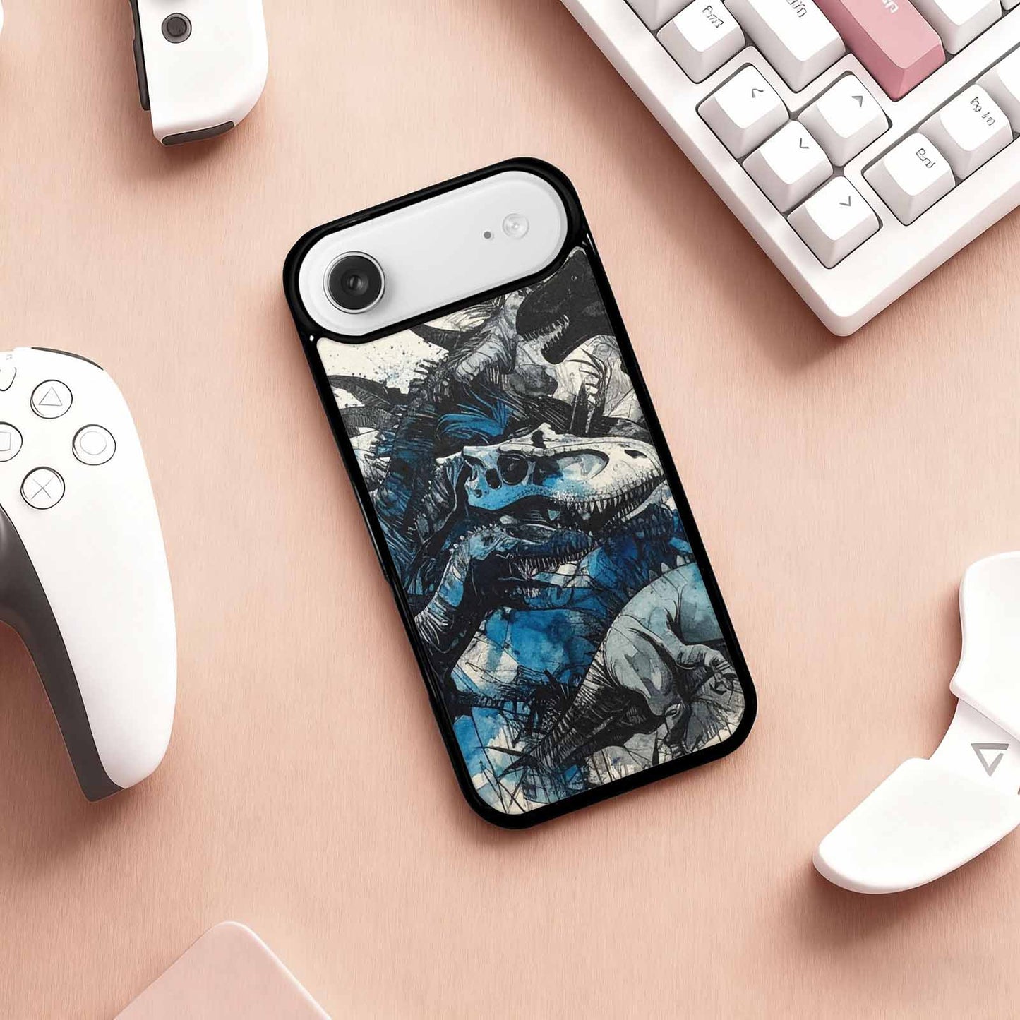 iPhone 17 Air Case — Black Blue Ink Dinosaur Burst Original, Custom Designed Case Cover