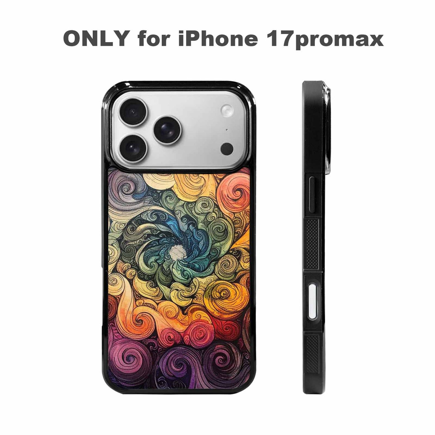 iPhone 17 Pro Max Case — Tie Dye Swirls (black Tie Dye, Custom Phone Case