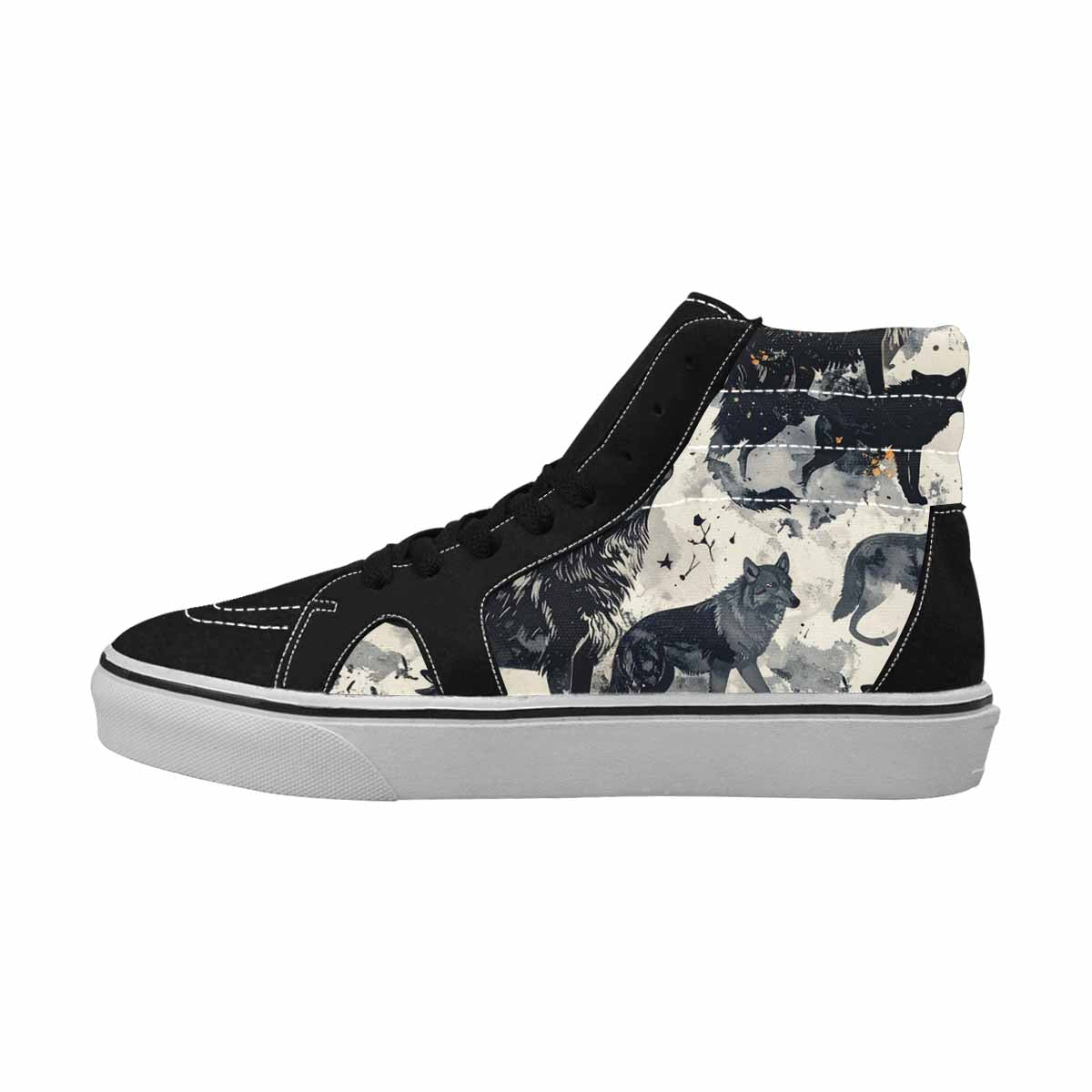 WOMEN'S Wolf Silhouette Moon High Top Canvas Dark Academia Custom Shoes