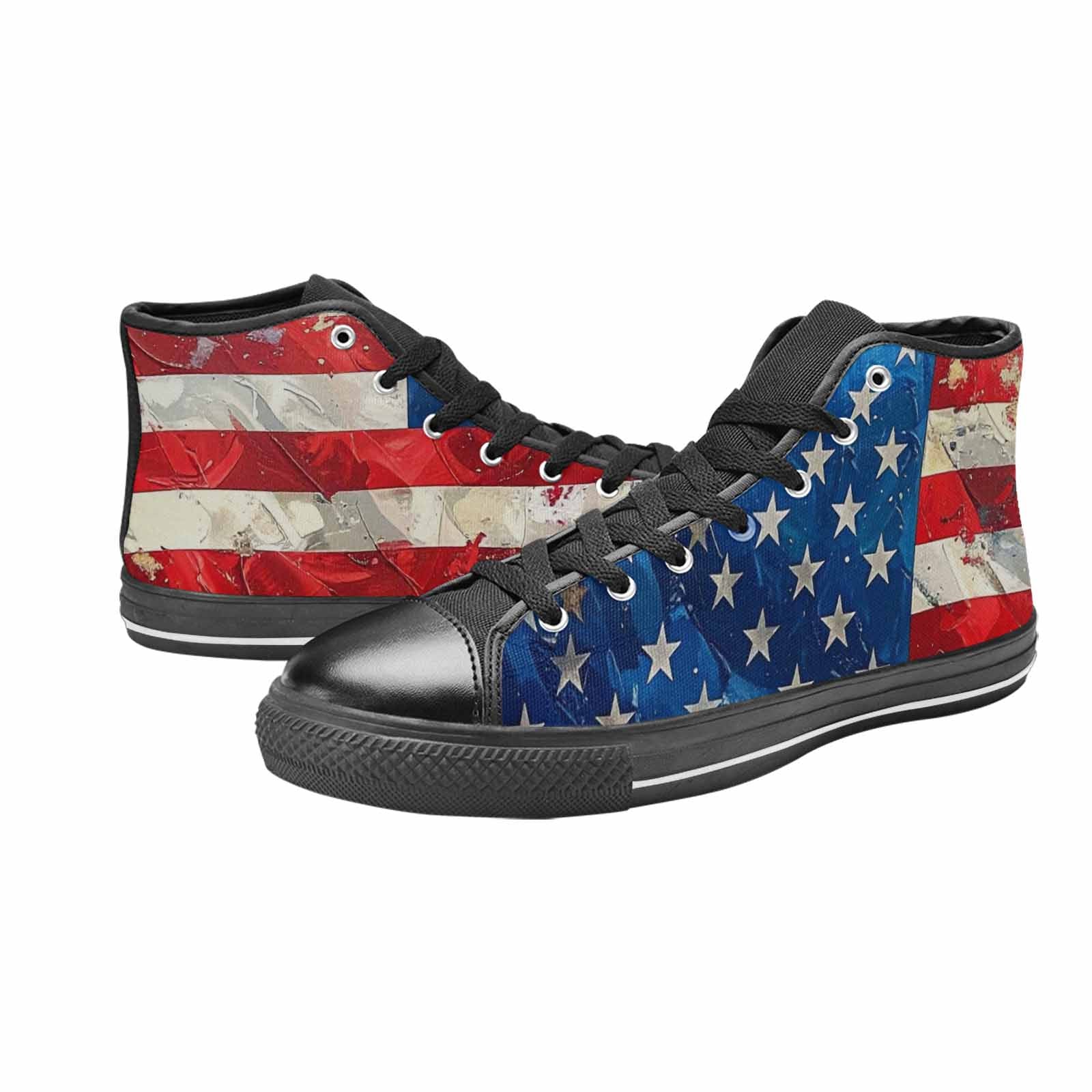 MEN'S American Flag Stars High Top Canvas Neon Fantasy Shoes