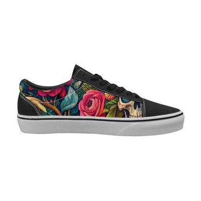 WOMEN'S Skulls  Botanical Skulls Lace-Up Canvas Kaleidoscope Sneakers