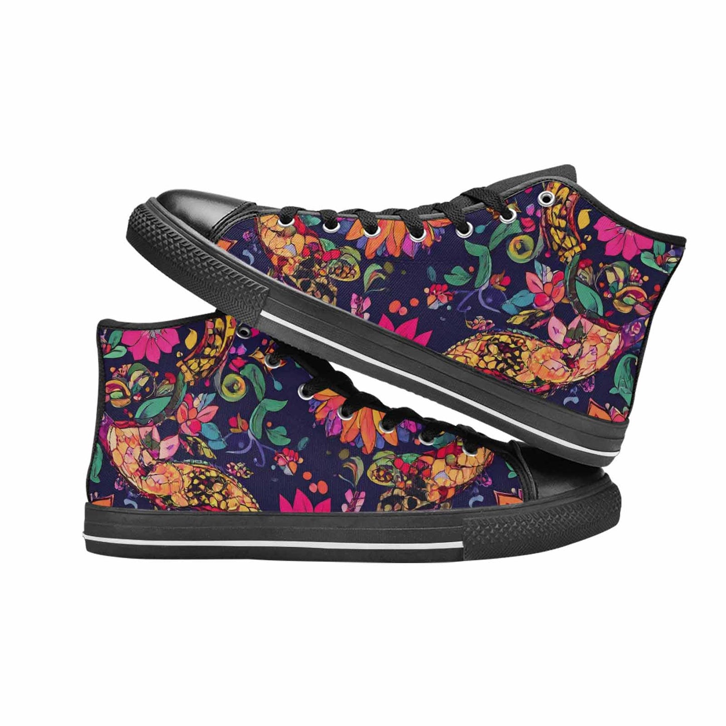 MEN'S Floral Snake Print High Top Canvas Dreamcore Custom Shoes
