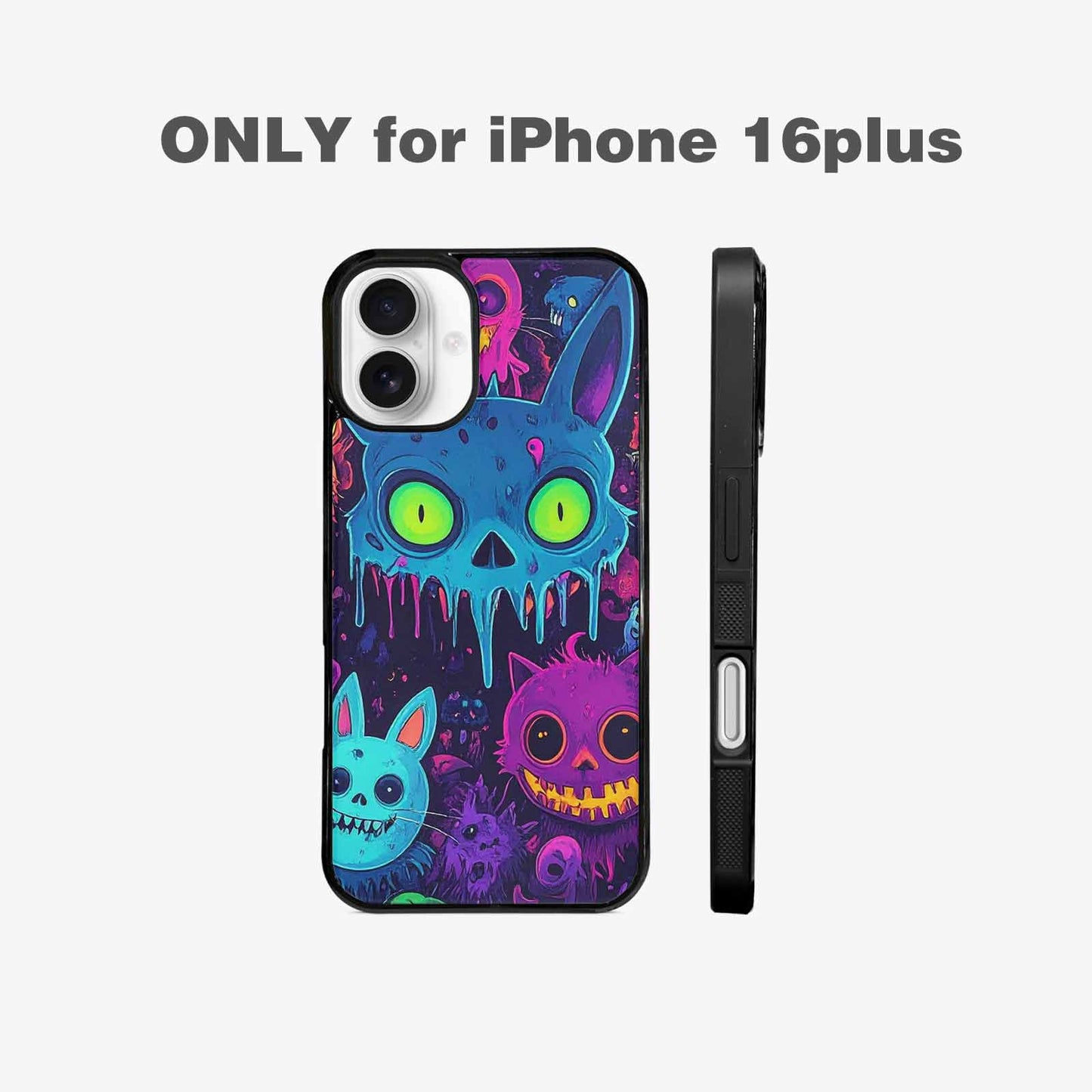 iPhone 16 Plus Case — Mixed Toxic Glow Creature Pattern Hundreds, Custom Art Phone Cover