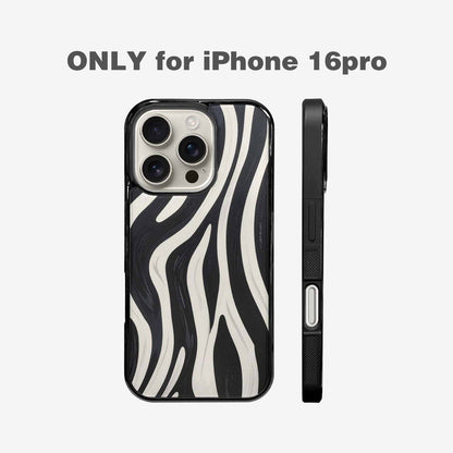 iPhone 16 Pro Case — Modern Zebra Stripe Print Crisp Black, Custom Designed Case Cover