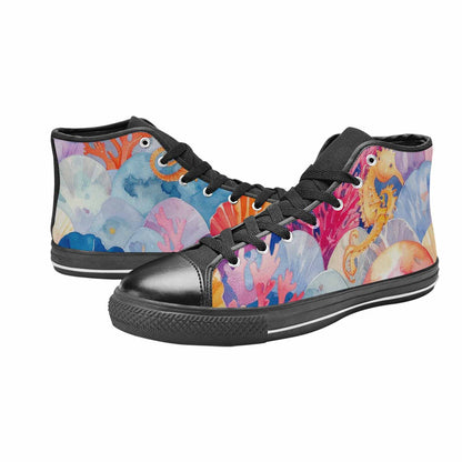 MEN'S Fish Scale Coral High Top Canvas Vibrant Chaos Sneakers