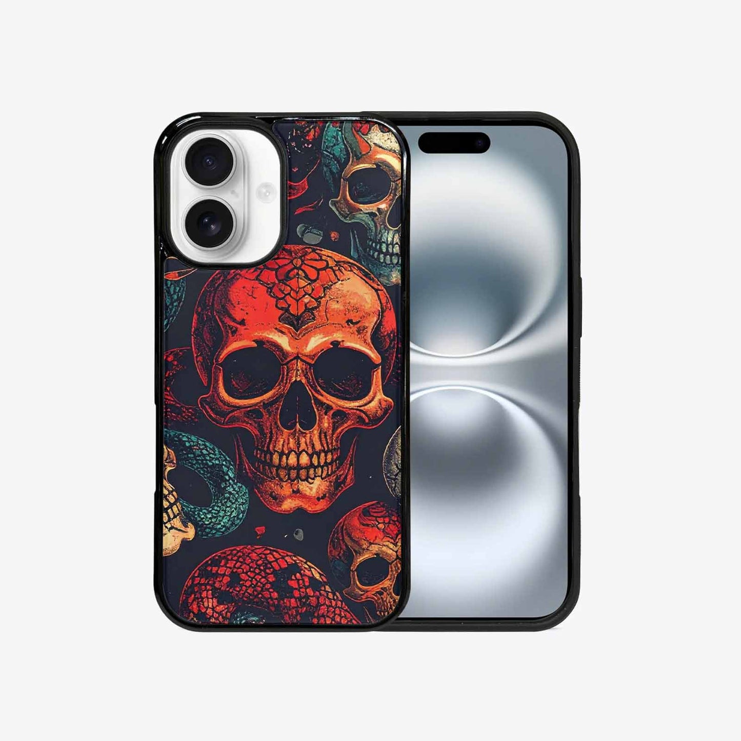 iPhone 16 Case — Snake Skulls Print Custom, Custom Phone Case