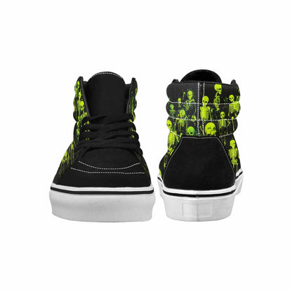 MEN'S Skeletons × Neon Green High Top Canvas Dreamlike Custom Shoes