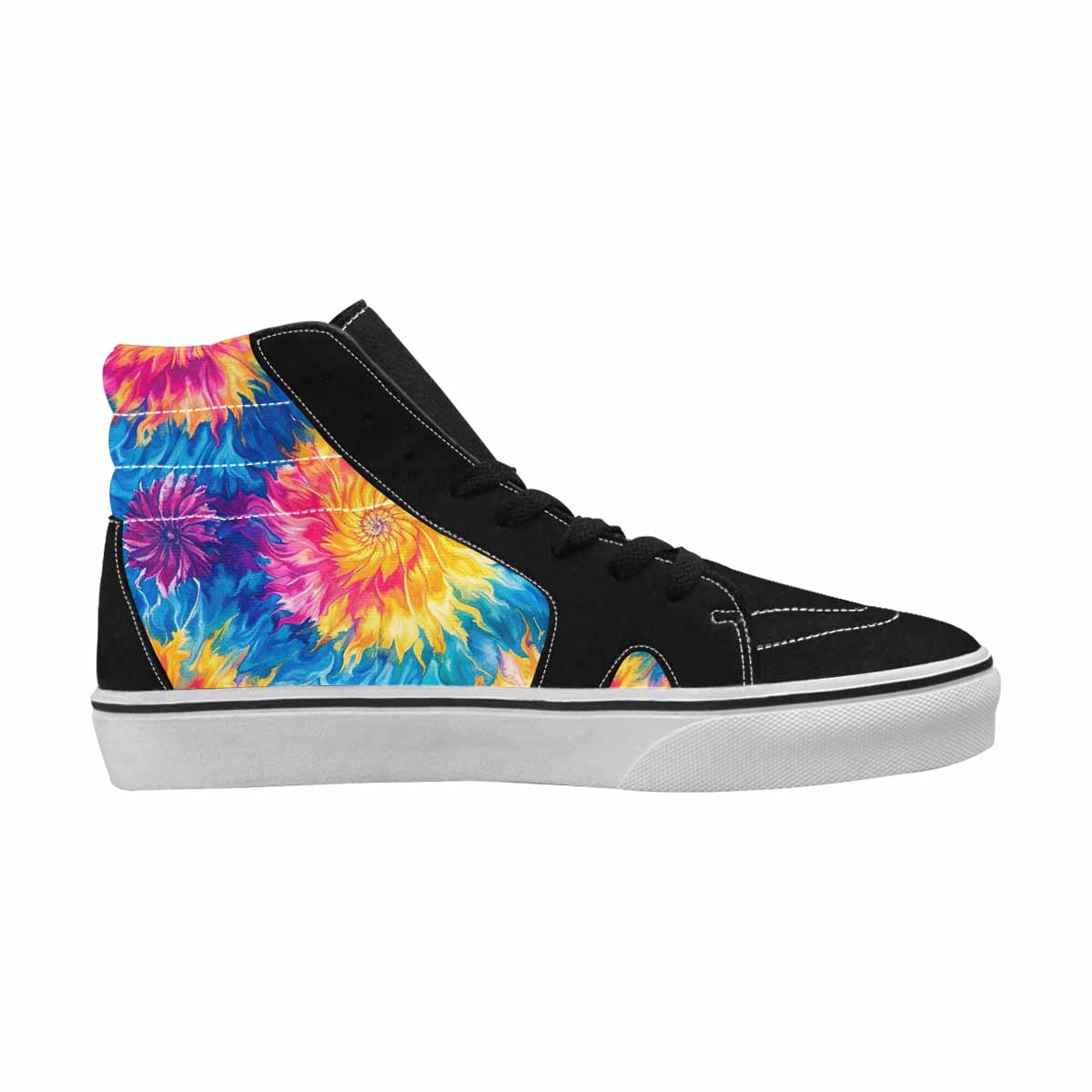 WOMEN'S Tie Dye Swirl High Top Canvas Vibrant Chaos Custom Shoes