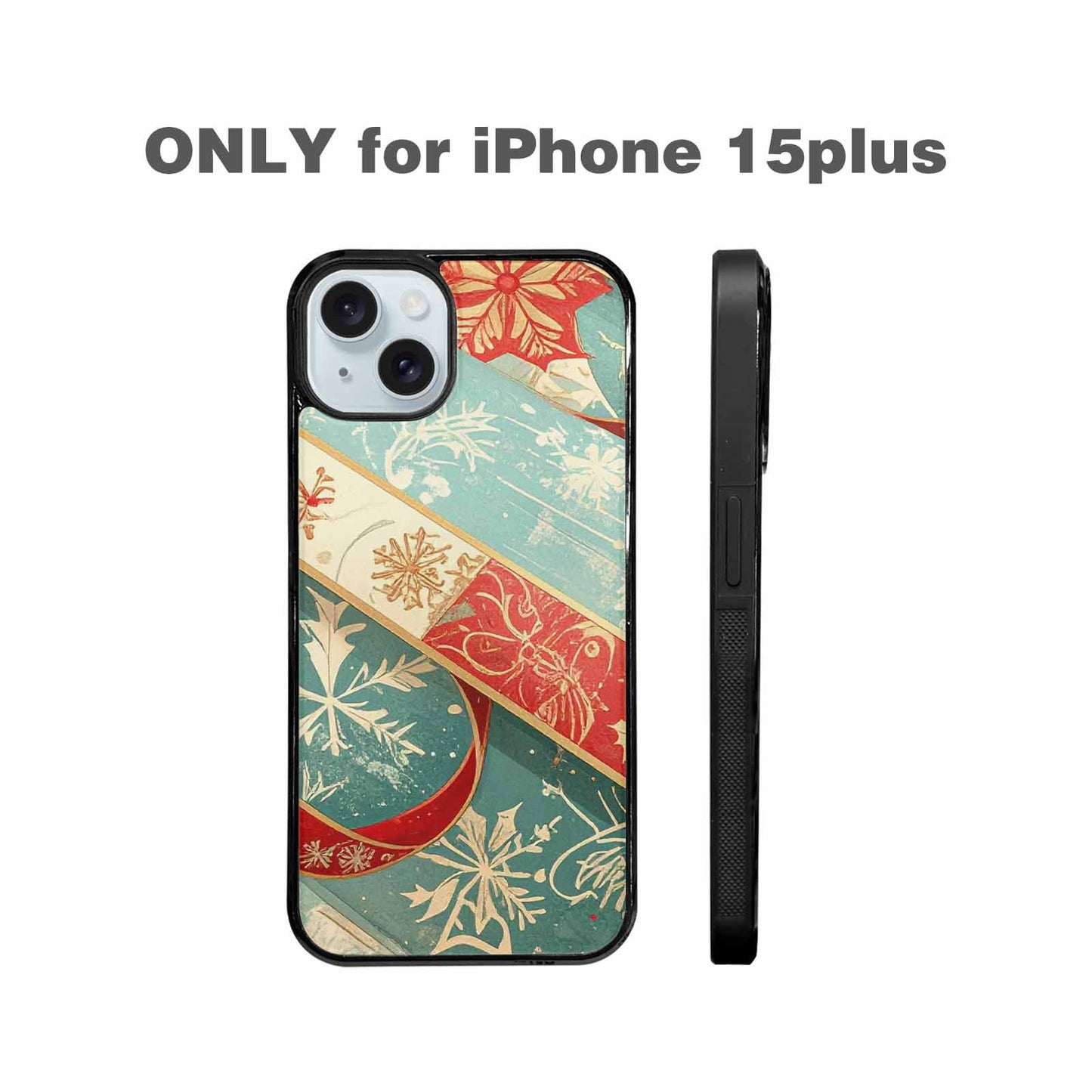 iPhone 15 Plus Case — Christmas Wrapping Paper Pattern Art Wallpaper, Customized Protective Case