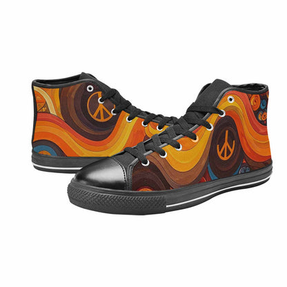 WOMEN'S Groovy 70S Peace High Top Canvas Cottagecore Shoes