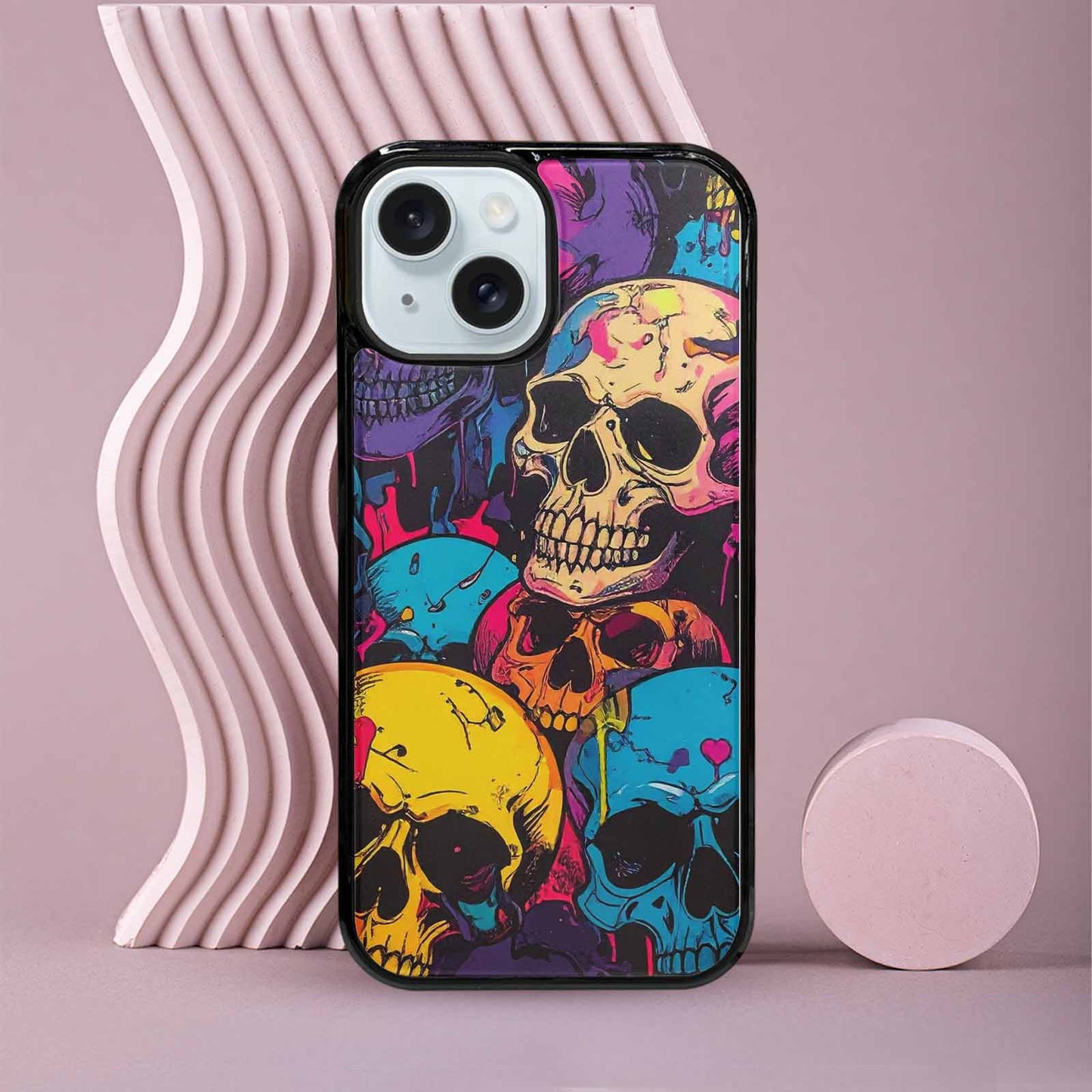 iPhone 15 Case — 1000s Of Skulls Digital Camo Drip, Custom Art Phone Cover