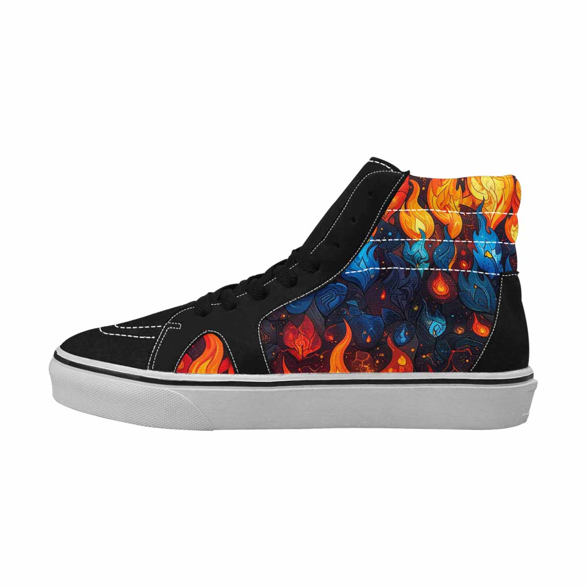 MEN'S Fire Flame High Top Canvas Cottagecore Custom Shoes