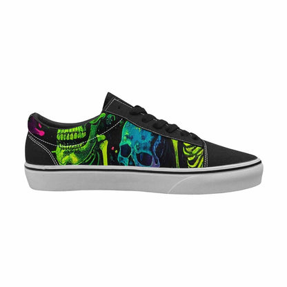 WOMEN'S Skeletons × Neon Green Lace-Up Canvas Melting Art Custom Sneakers