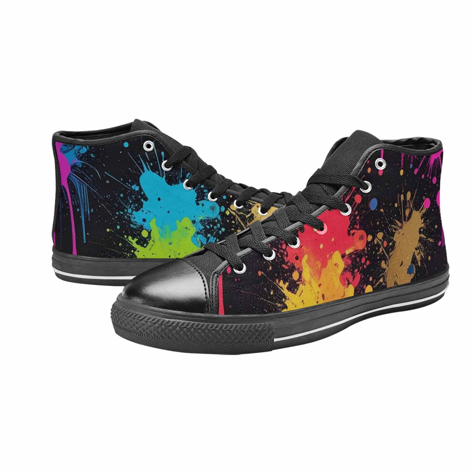 WOMEN'S Paint Splatter High Top Canvas Dark Academia Sneakers