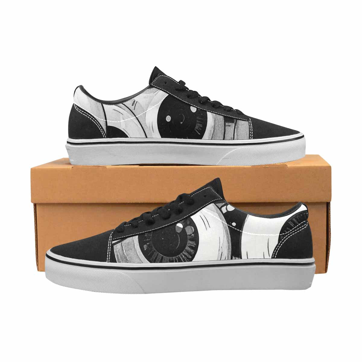 WOMEN'S Googly Cartoon Eyeballs Canvas Lace-Up Surreal Custom Shoes