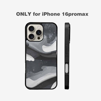 iPhone 16 Pro Max Case — Grey Camo Print, Custom Designed Case Cover