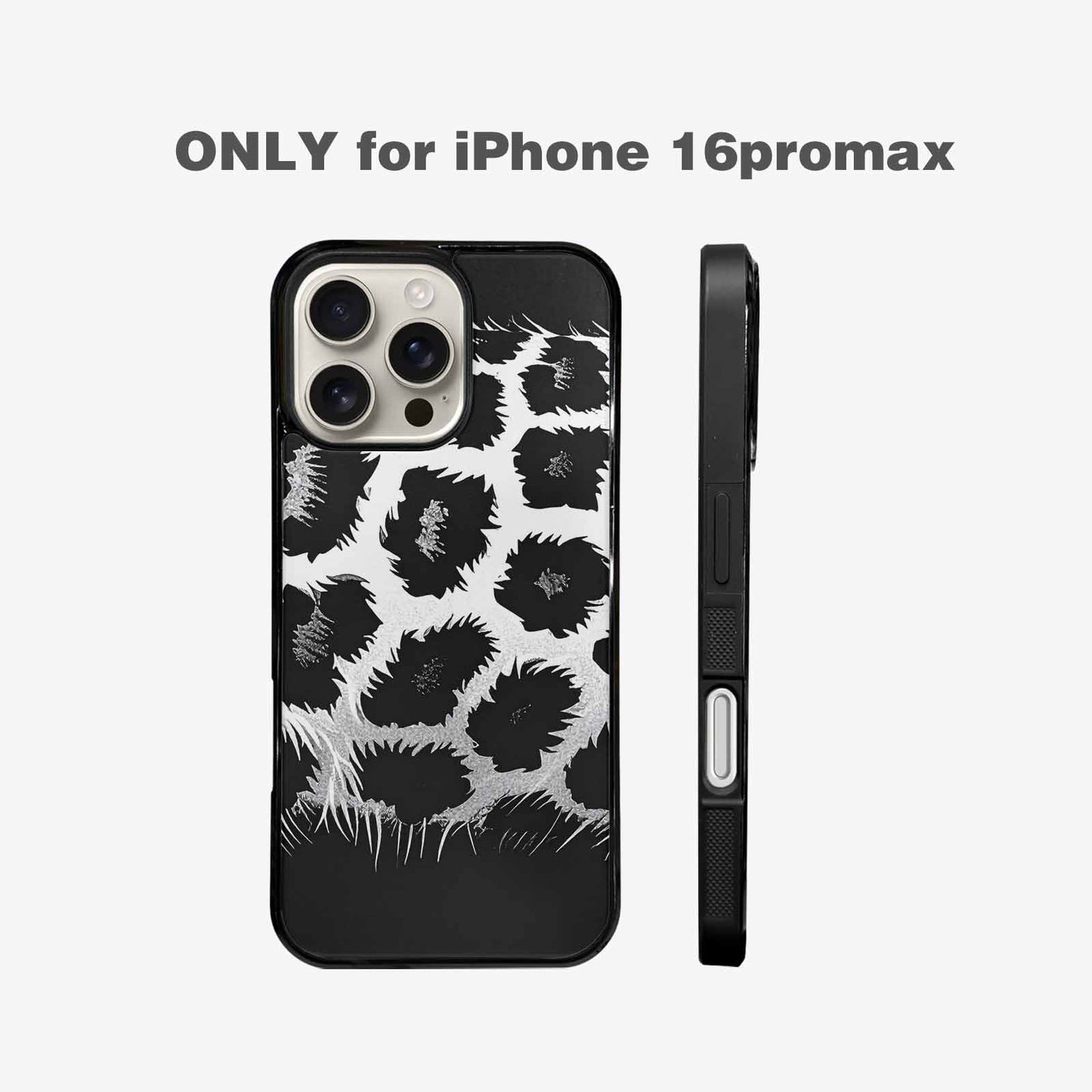 iPhone 16 Pro Max Case — Leopard Print Black And White Style, Personalized Phone Case