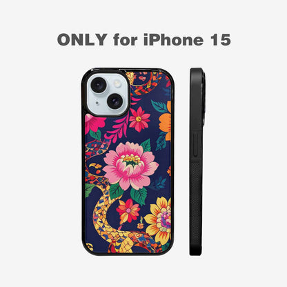 iPhone 15 Case — Floral Snake Print Custom, Custom Designed Case Cover