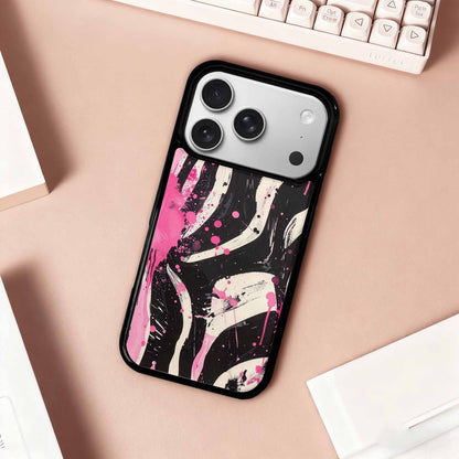 iPhone 17 Pro Case — Black Pink Ink Zebra Stripe Animal, Original Design Phone Case