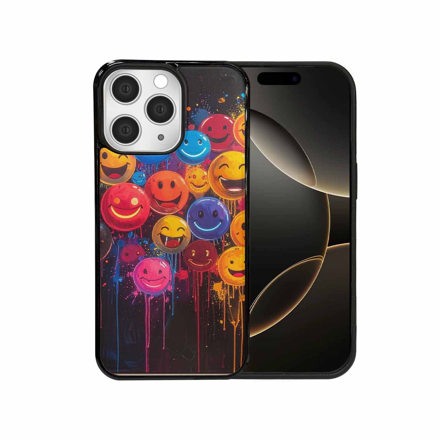 iPhone 15 Pro Max Case — Smiley Faces Glow Smiley Faces Pattern, Personalized Phone Case