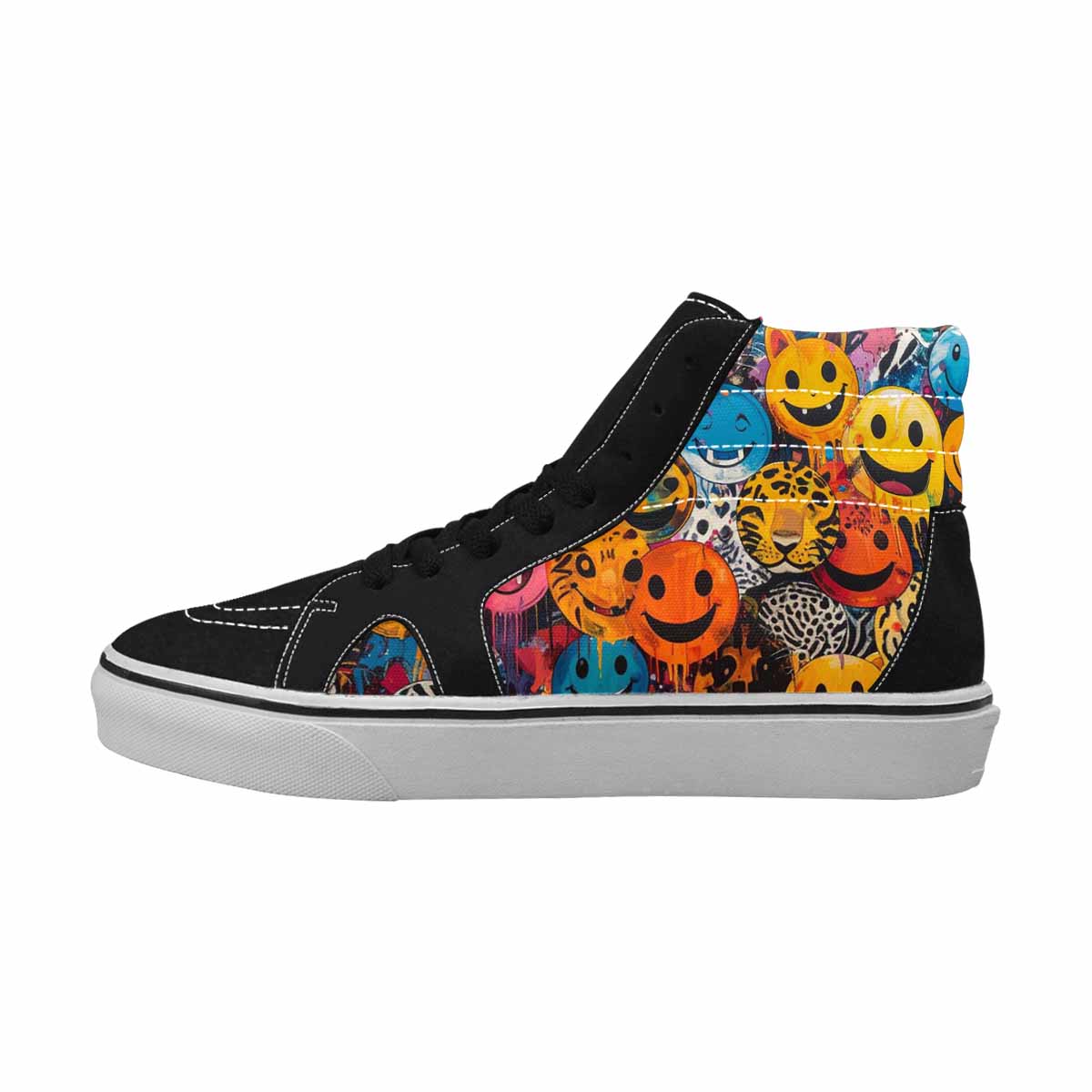 MEN'S Smiley Faces High Top Canvas Wallpaper Art Custom Sneakers
