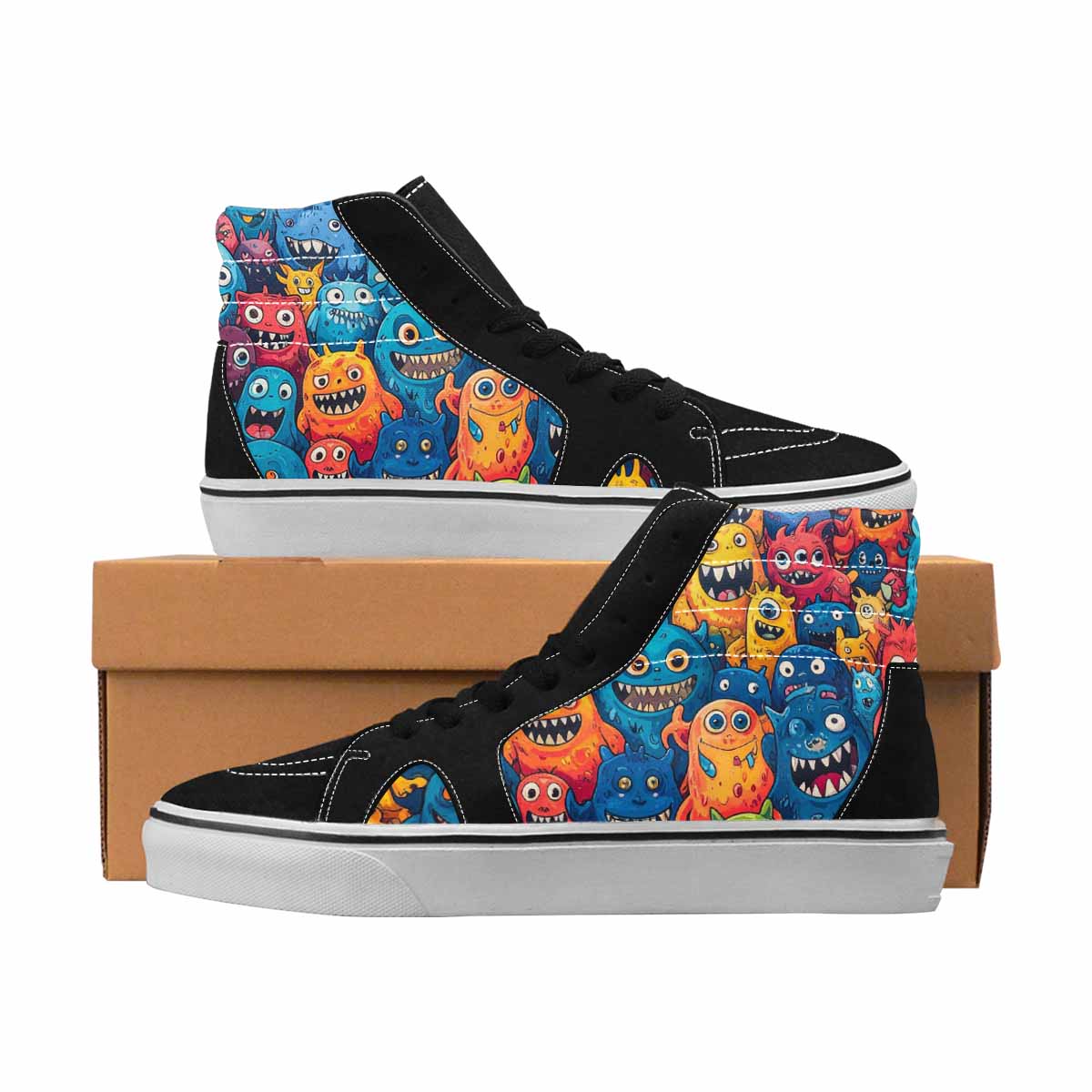 MEN'S Monsters High Top Canvas Bold Print Dreamcore Custom Art Shoes
